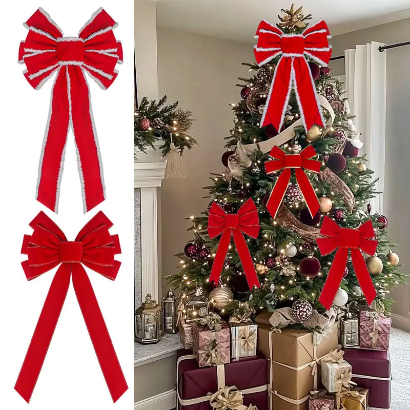 Lot De 5 Nœuds De Noël Rouges 16 X 18 Cm, Décorations Pour Sapin De Noel Pour Couronne De Noel Fete De Noel Decoration Cadeau 98983686