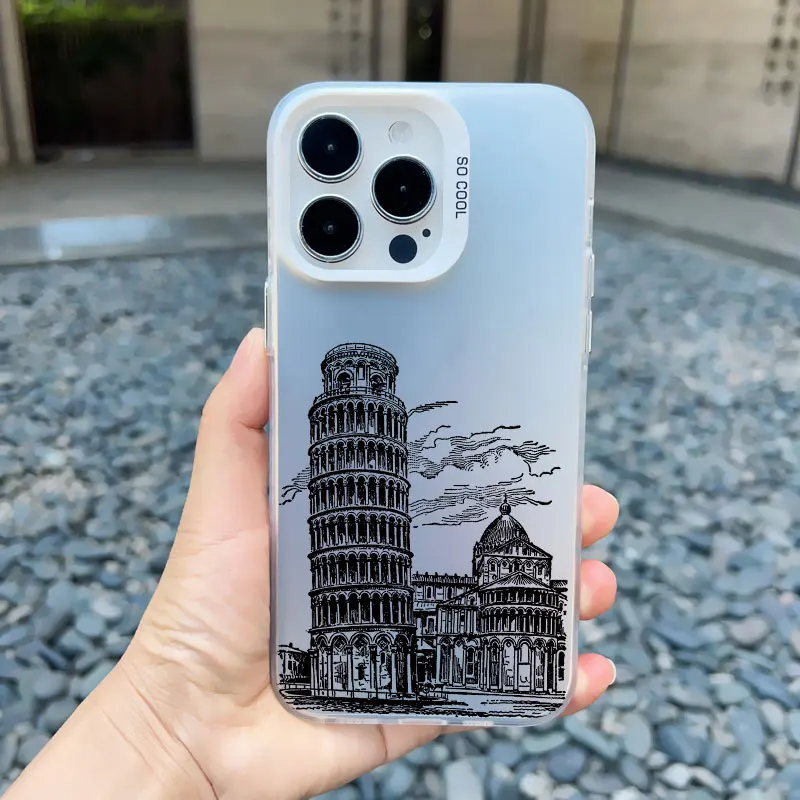 Weltberühmte historische Wahrzeichen Gebäude Telefon hülle für iPhone 15 14 plus Pro Max 11 12 13 Mini Pro Max stoß feste Laser abdeckungen – Detail 7