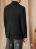 Mr. Lu San Gentry Black IVY Badge Slim-fit Suit Thick Winter Warm Commuter Fashion Blazer 5