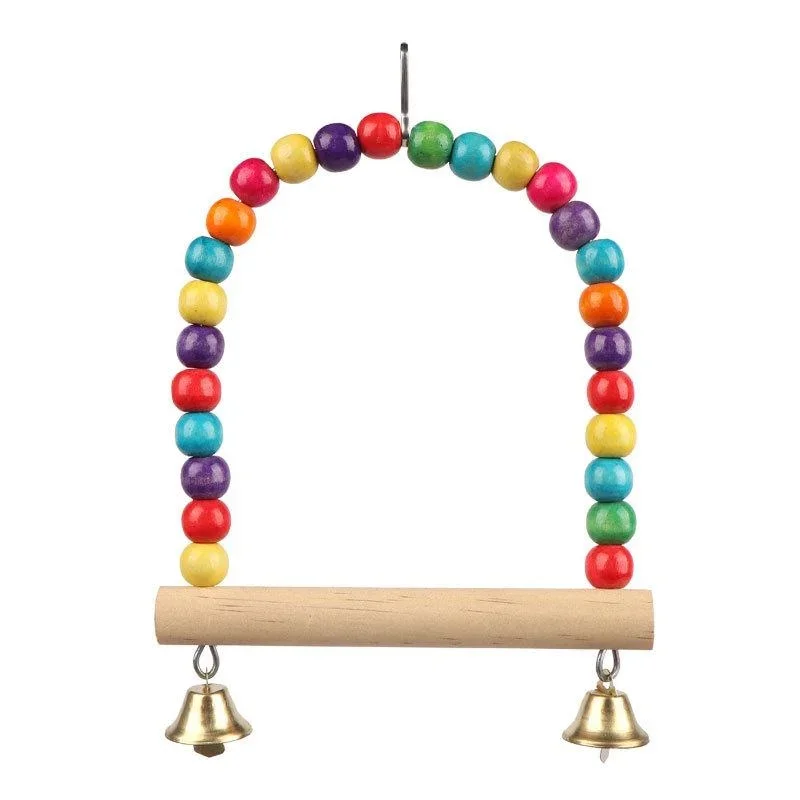 Pet Toy Bird Swing Toys Parrot Wooden Swing Stand Parrot Toy Bird Toy Pet Supplies accesorios para pájaros(S:12x15cm/ L:18*22cm) 2