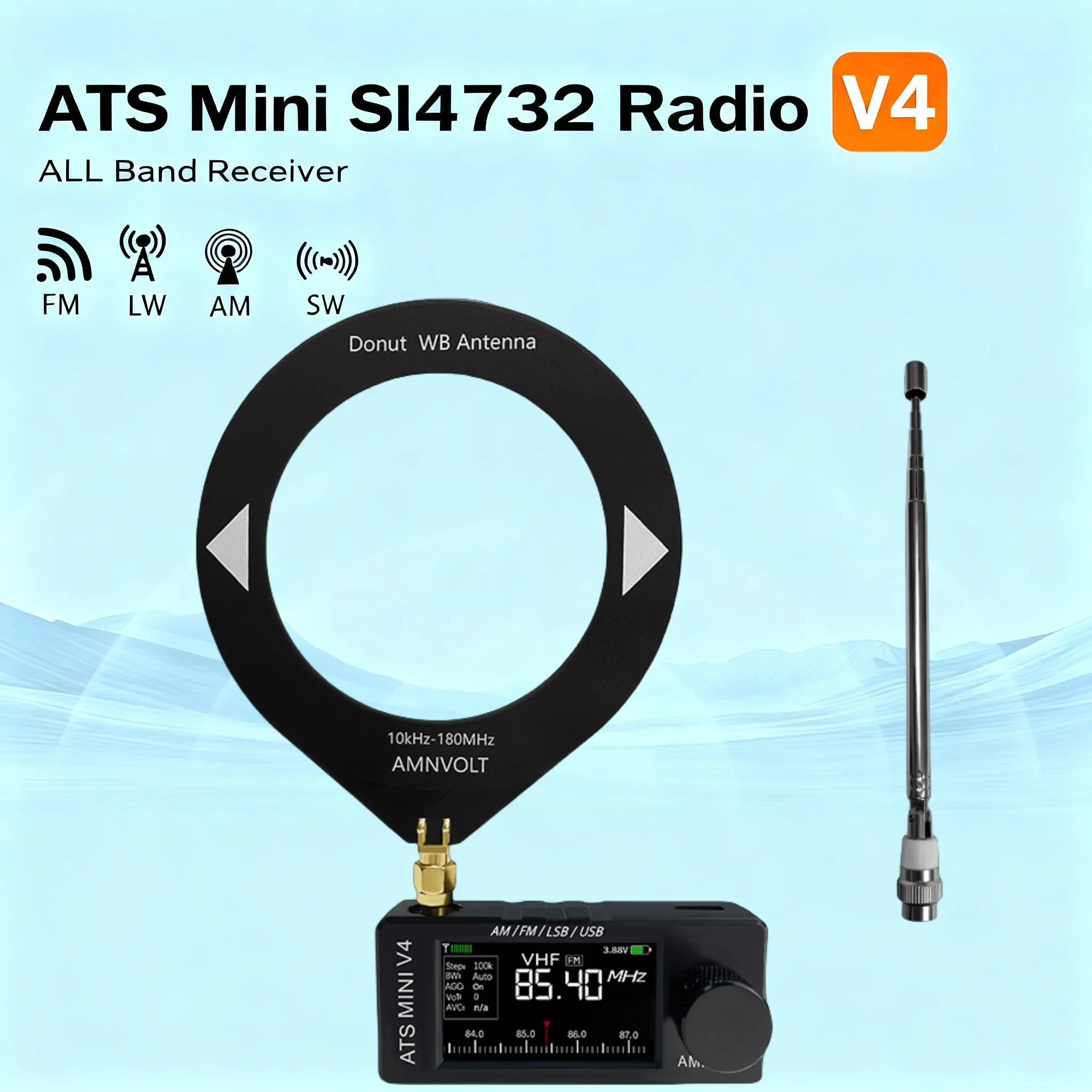 メタルシェル AMNVOLT V4 ATS MINI SI4732 DSP ラジオ 全帯域 FM AM