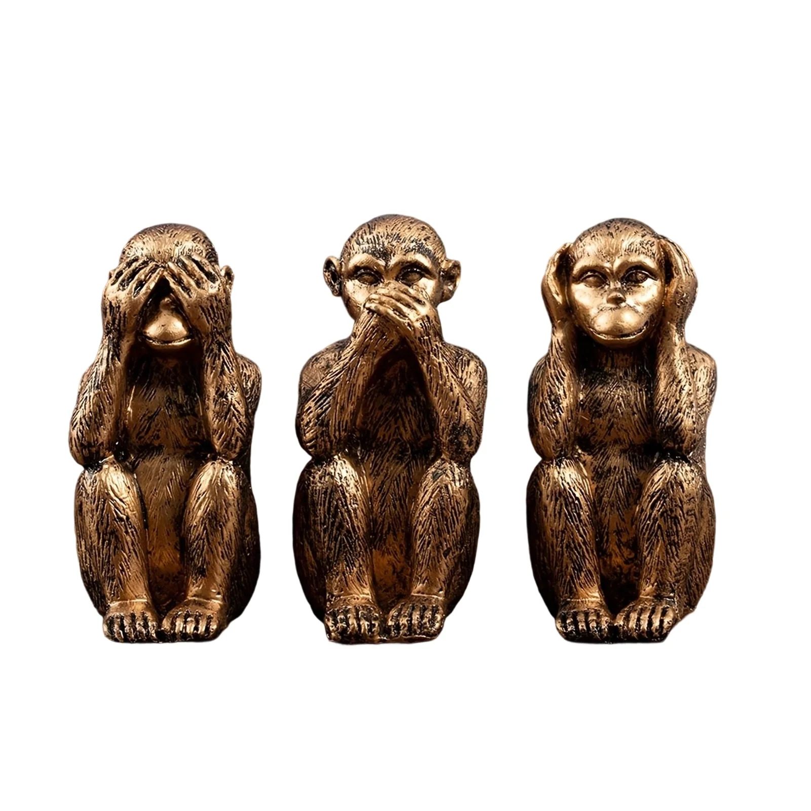 פסלי קוף לא רואים, לא מדברים, לא שומעים, לא רעילים, קישוטים לשולחן