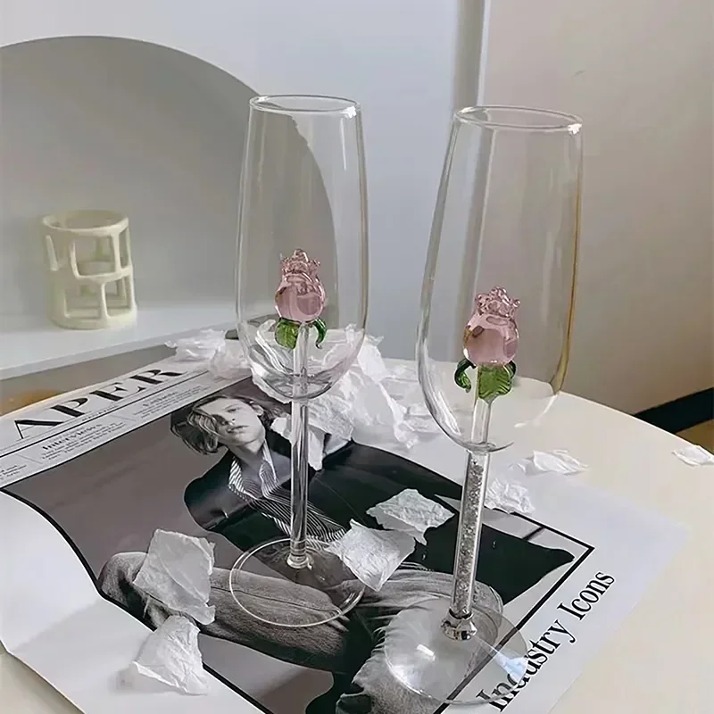 

Шампанское вино Милая Роза бокал розовый подарок цветок коктейль креативный дом встроенный бокал