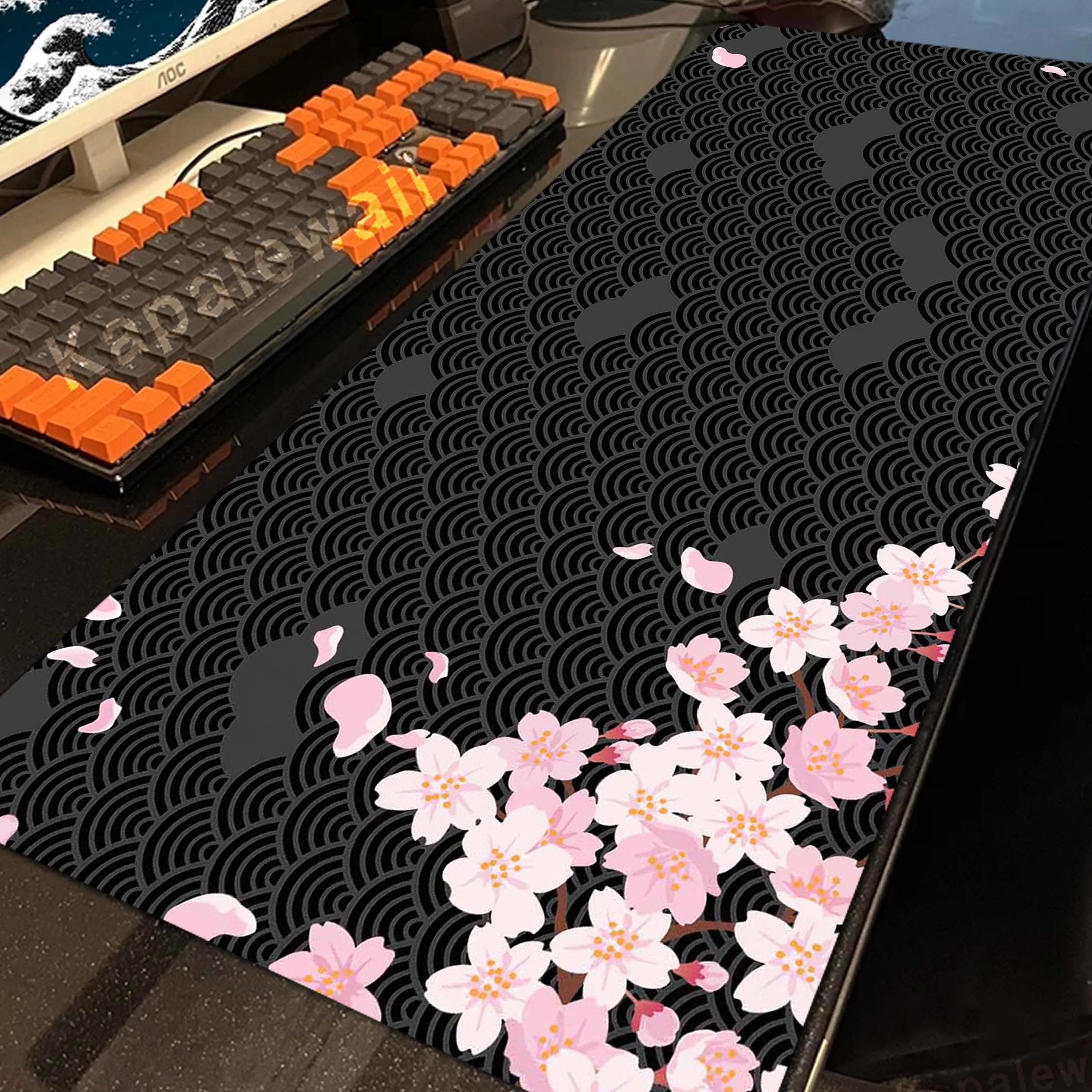 

HD Print Cherry Blossom Pattern Mousepad Gaming Speed Keyboard Pads Office Mouse Pad Tapis De Souris 900x400mm XXL Desk Mat