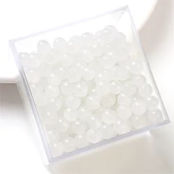50pcs 6mm Solid Color Glass Beads for DIY Jewelry and Crafts (White)