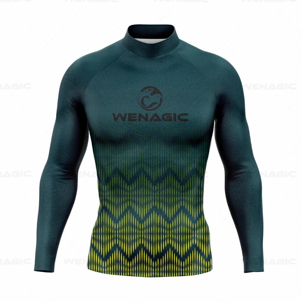 Men Long Sleeve Surf Swimsuit Swimming T-shirt Beach UV Protection Swimwear Rash Guard Surfing Diving Swimsuit Tights Shirt