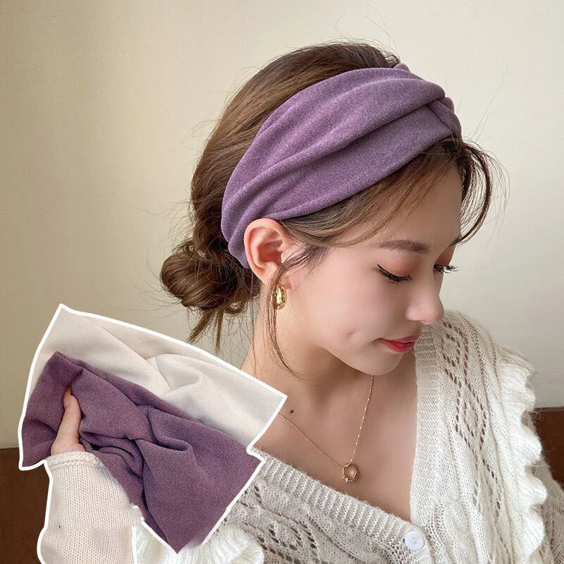 Frauen Elegante Feste Kreuz Woolen Elastische Stirnband Verdickt Outdoor Casual Warme Haarbänder Turban Bandana Mode Haar Zubehör