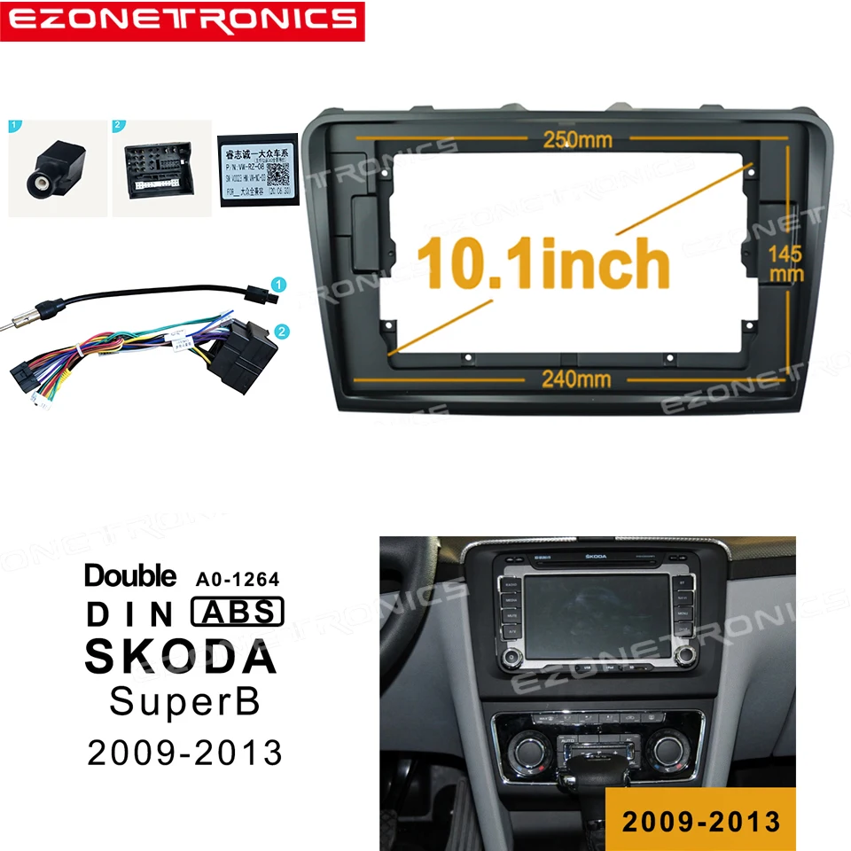 

2/1Din Автомобильная CD DVD рамка аудио адаптер приборная панель 10,1 дюйма для SKODA SuperB 2009-2013 двойной Din радио плеер