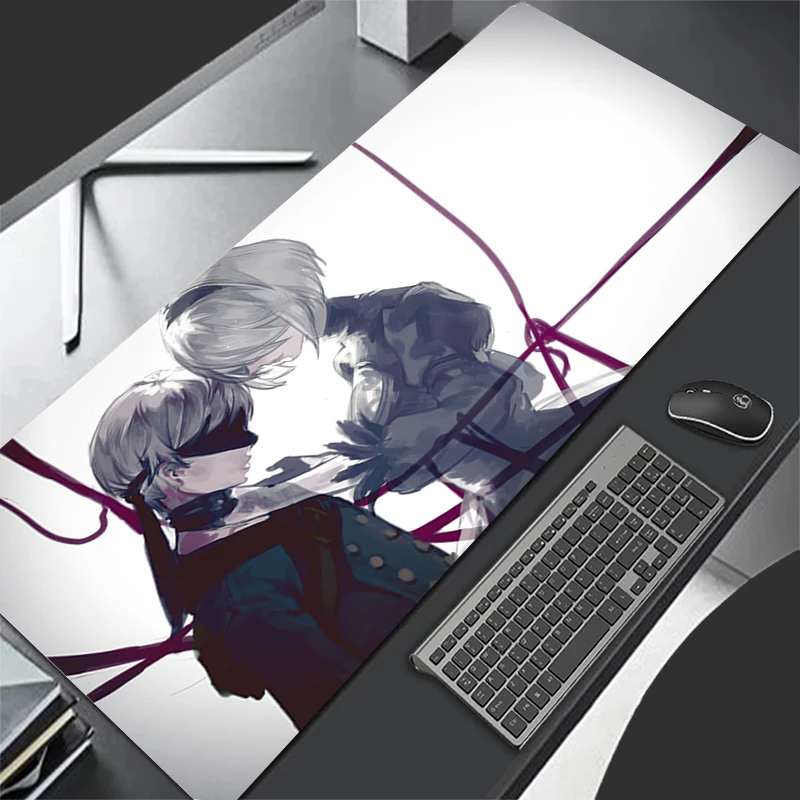 Nier 오토마타 애니메이션 소녀 마우스 패드, 컴퓨터 노트북, 사무실 고무 대형 마우스 매트, PC 게임, 카와이 카펫 키보드, 블랙 테이블 매트
