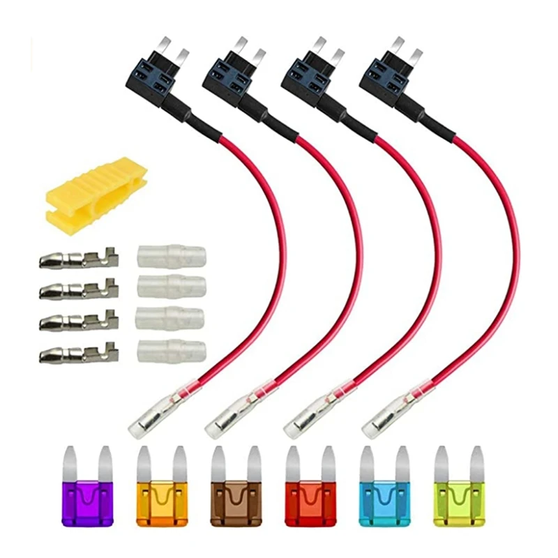 

12V-24V Add-A-Circuit Fuse Tap, ACS Miniature Piggy Back Blade Fuse Holder With Wire Harness