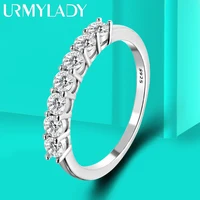 URMYLADY Real D Color 7 Stones 3mm Full Moissanite Row Rings S925 Sterling Silver Plate Pt950 Simple Jewelry For Wholesale 1