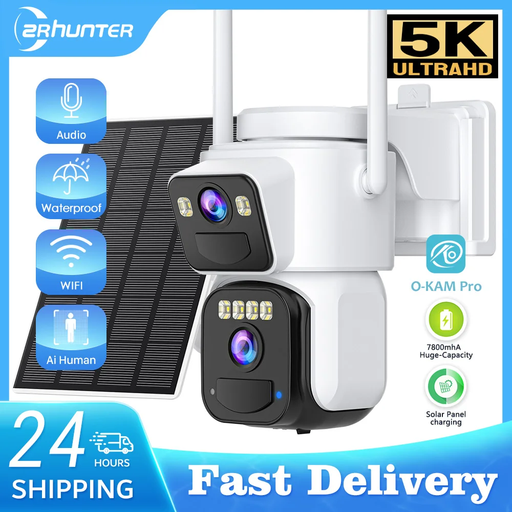 Wireless Solar IP Camera with Dual Lens and AI Person Detection