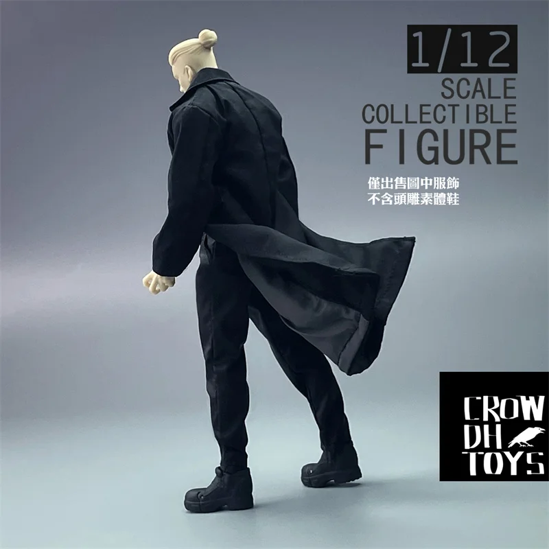 Crowdhtoys-スキーxカウルロングブラックトレンチコート、ダイ