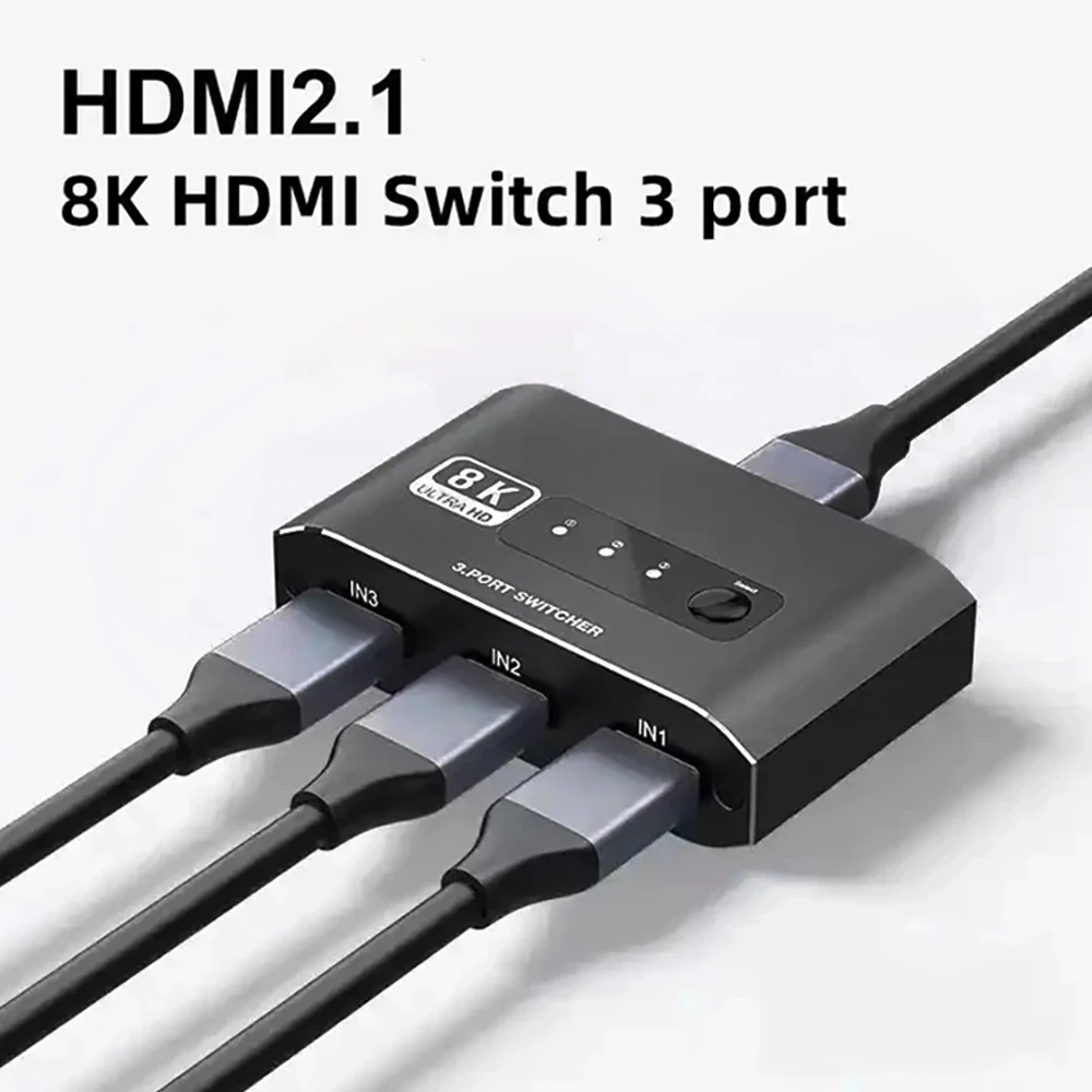 TV PS4 HD-MI ø  ǻ ƮϿ ġ, HD2.1 8K @ 60Hz ġ, 3 in 1 Out, 4K @ 120Hz, 3 in 1 Out ó, DTS AC3 HDCP2.3