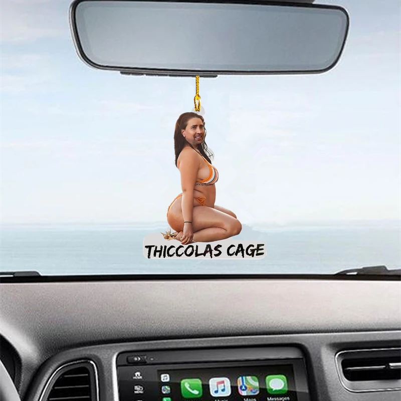 Car Thiccolas Cage Nicolas Cage Shaped Pendant Auto Rearview Mirror Hanging Ornaments Interior Decoraction Accessories