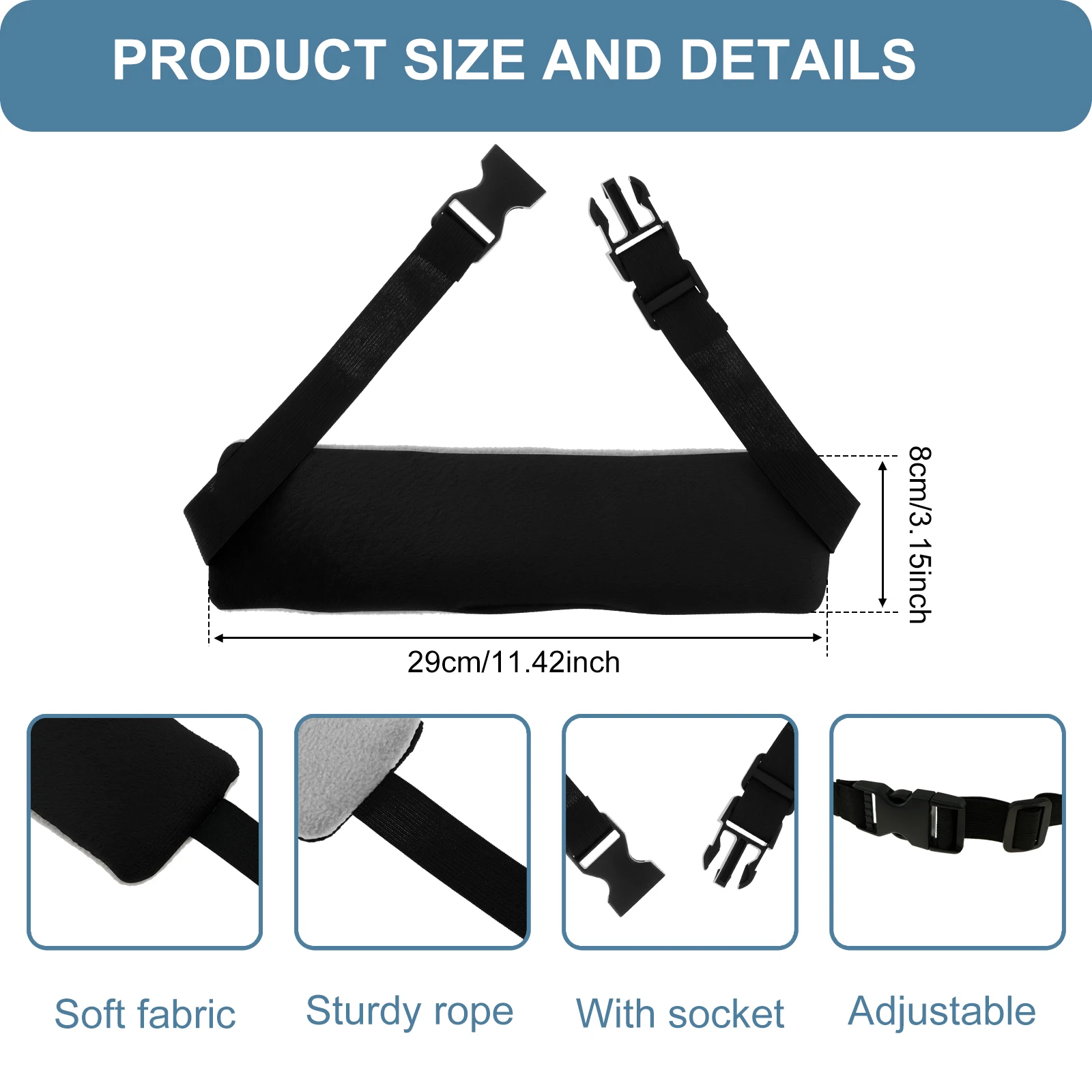 Adjustable Cloth Travel Pillow Neck Support Strap