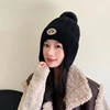 Winter Knit Wool Ear Protection Hats for Women Warm Thicken Plush Lining Beanie Cap with Earflap Outdoor Female Earmuff Hats 3