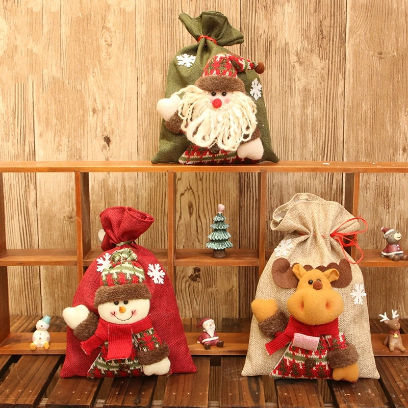 

Christmas Handbag Cartoon Santa Claus Deer Snowman Gift Candy Bag 2024 New Year Xmas Ornaments Merry Christmas Gift Holders