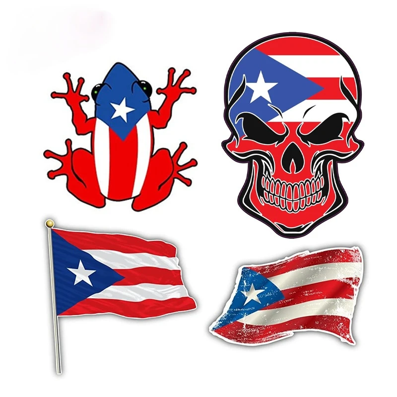 

Z1103# Self-adhesive Decal For Wicked Good Puerto Rican Flag Skull Car Sticker Waterproof Auto Decors on Bumper Rear Window