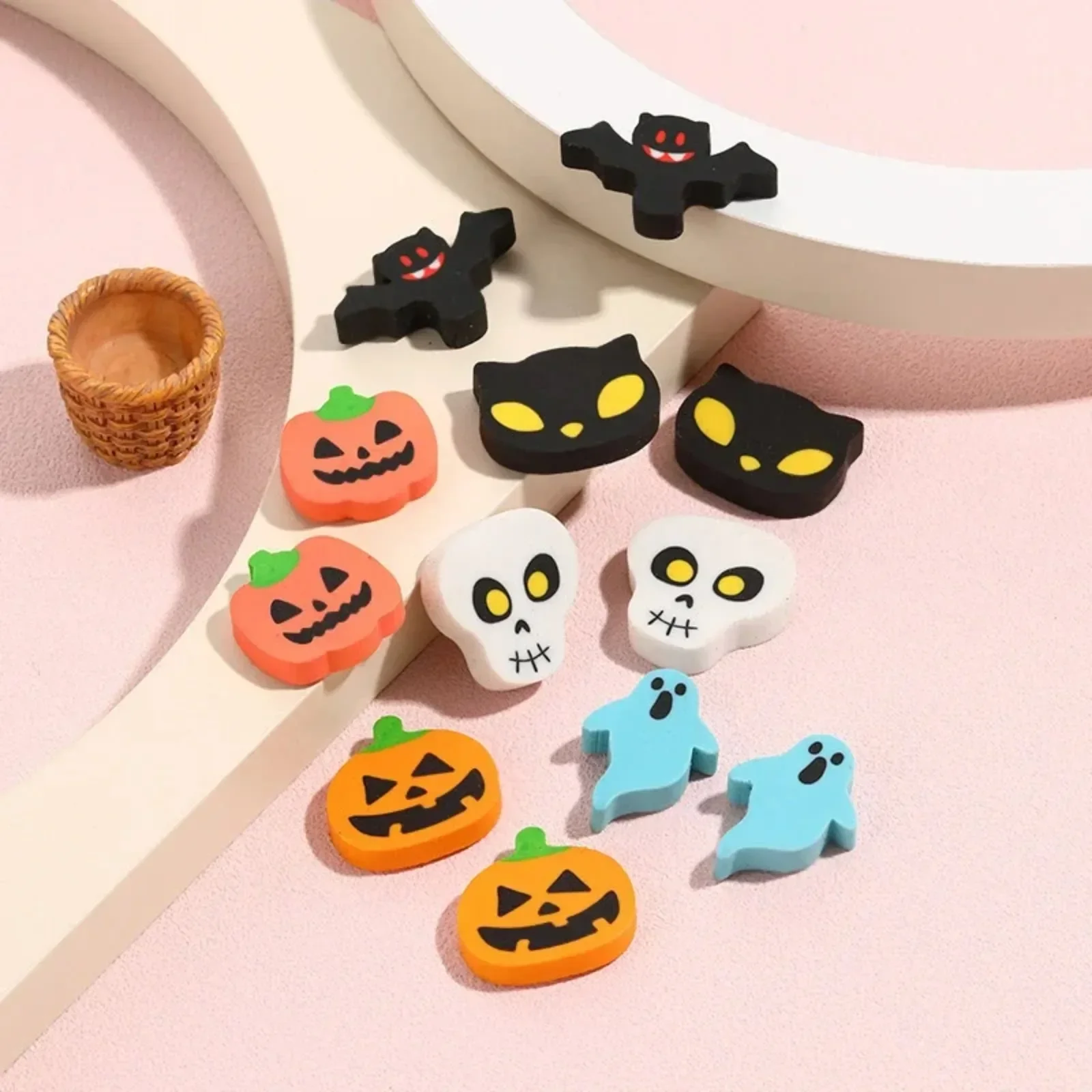 Halloween Eraser Creative Mini Cartoon Bat Skull 5pcs For Pencil Eraser