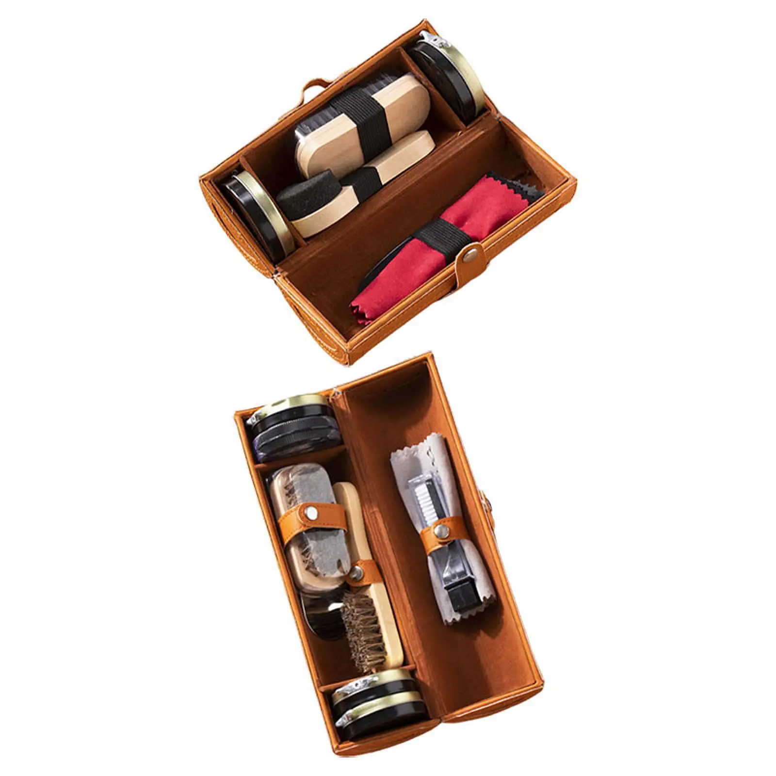 Shoe Care Kit Black and Colorless Cream with Brush Polishing Tool with Case for Men Portable Leather Shoe Cleaner Polish Set