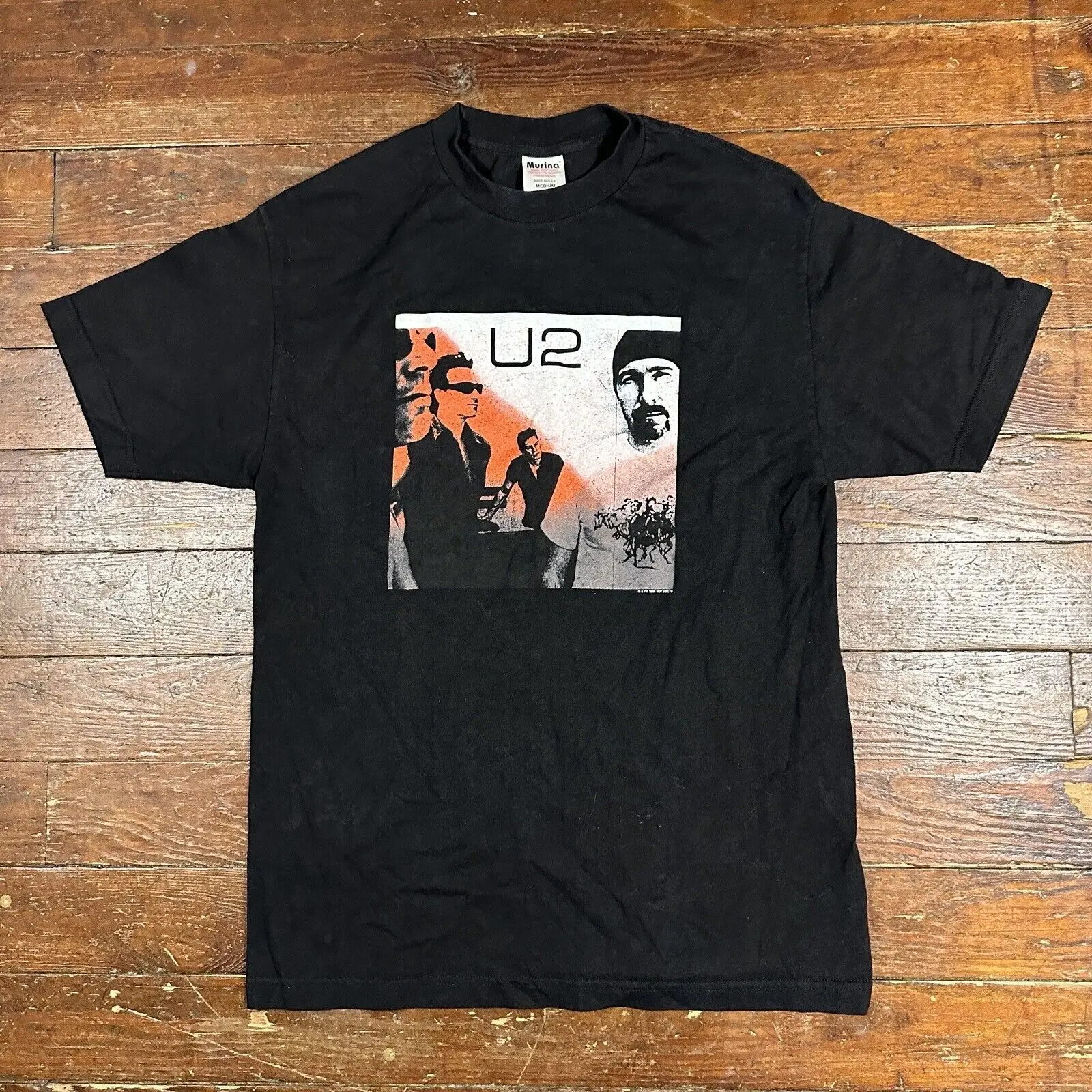 U2 2001 Rare Band Merch Rock Music T-Shirt Nera Made In Usa Taglia Media