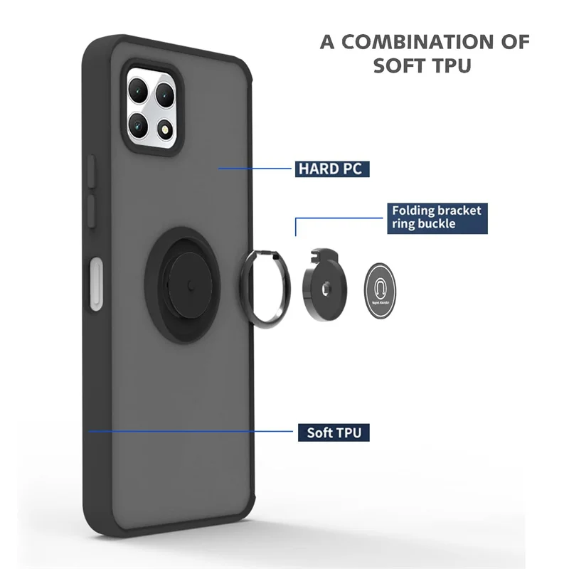 Armor Matte Shockproof Case with Magnetic Ring Holder and Stand