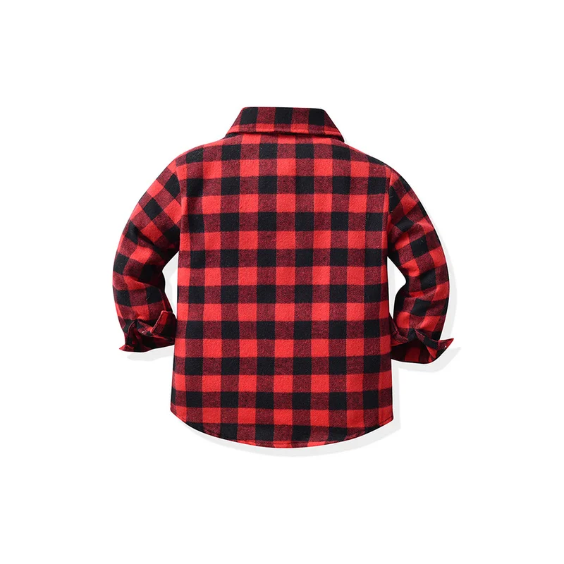 Autumn Winter Toddler Boys Plaid Long Sleeve Bowtie Lapel Shirts Costume boys long sleeve shirts