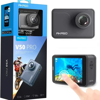 Akaso Wifi 액션 카메라 V50 프로 네이티브 스포츠 카메라, 터치 스크린, 100 피트 방수 카메라, 외부 마이크 지지대, 4K30fps, 20MP