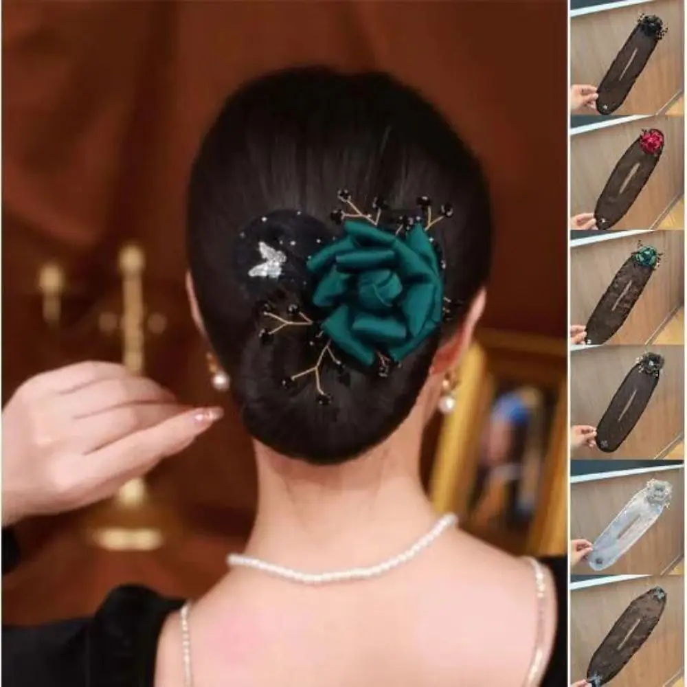 Fashion Lazy Women's Net Yarn Bow Headband Hair Curling Artifact Hairpin Roller Hair Curler Hair Accessories Hair Band Hair
