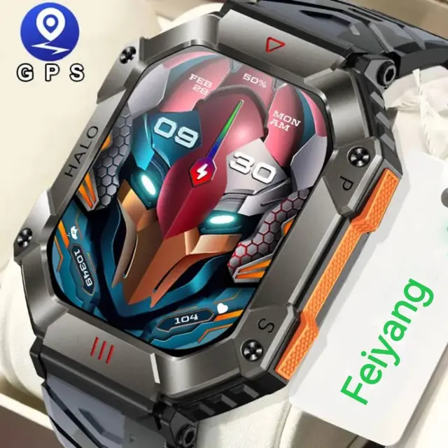 New Durable Military Smartwatch For Men 2023 Fitness Watches Waterproof AI Voice Assistant Bluetooth Call Men Smart Watch Sports
