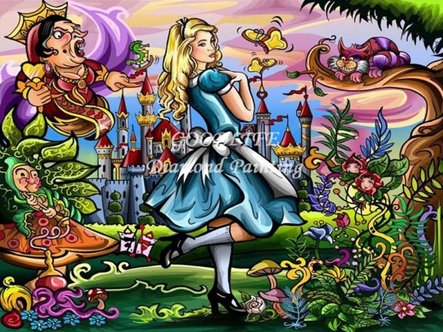 Alice In Wonderland Full Square Round Cross Stitch Rhinestones DIY Diamond Painting Disney Cartoon Mosaic Child's Birthday Gift 