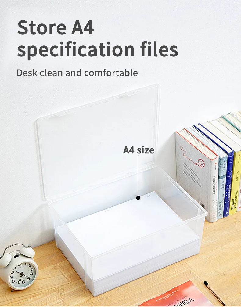 Description Picture 2 of itemWORTHBUY Desktop Storage Organizer Large Capacity Transparent Plastic Storage Box Multifunctional Office Supplies Organizer Box