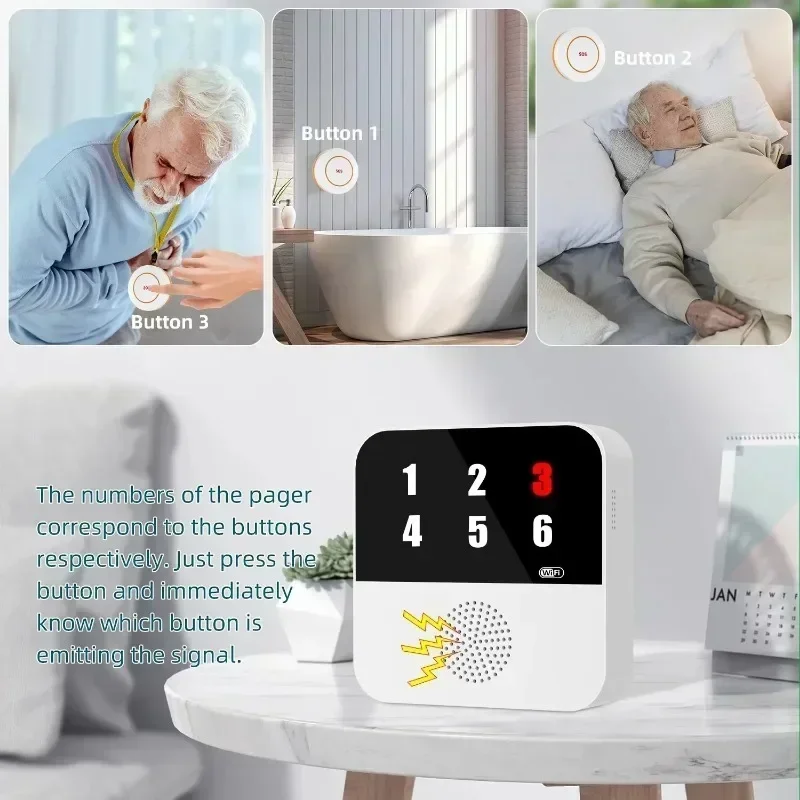 Tuya Seniors WIFI Button Wireless Caregiver Pager Elderly SOS Alarm Senior Elderly Emergency Alarm For Patients At Home