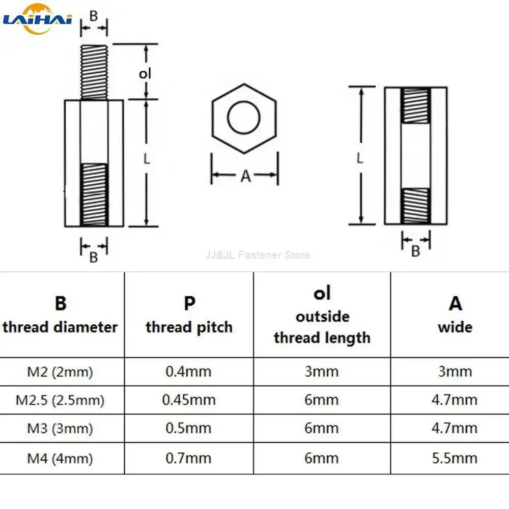 Hex Standoff 10/50pc Solid Brass Copper M2-M4 Hexagon Pillar M-F F-F Male-Female Female Spacer for PCB Board Motherboard