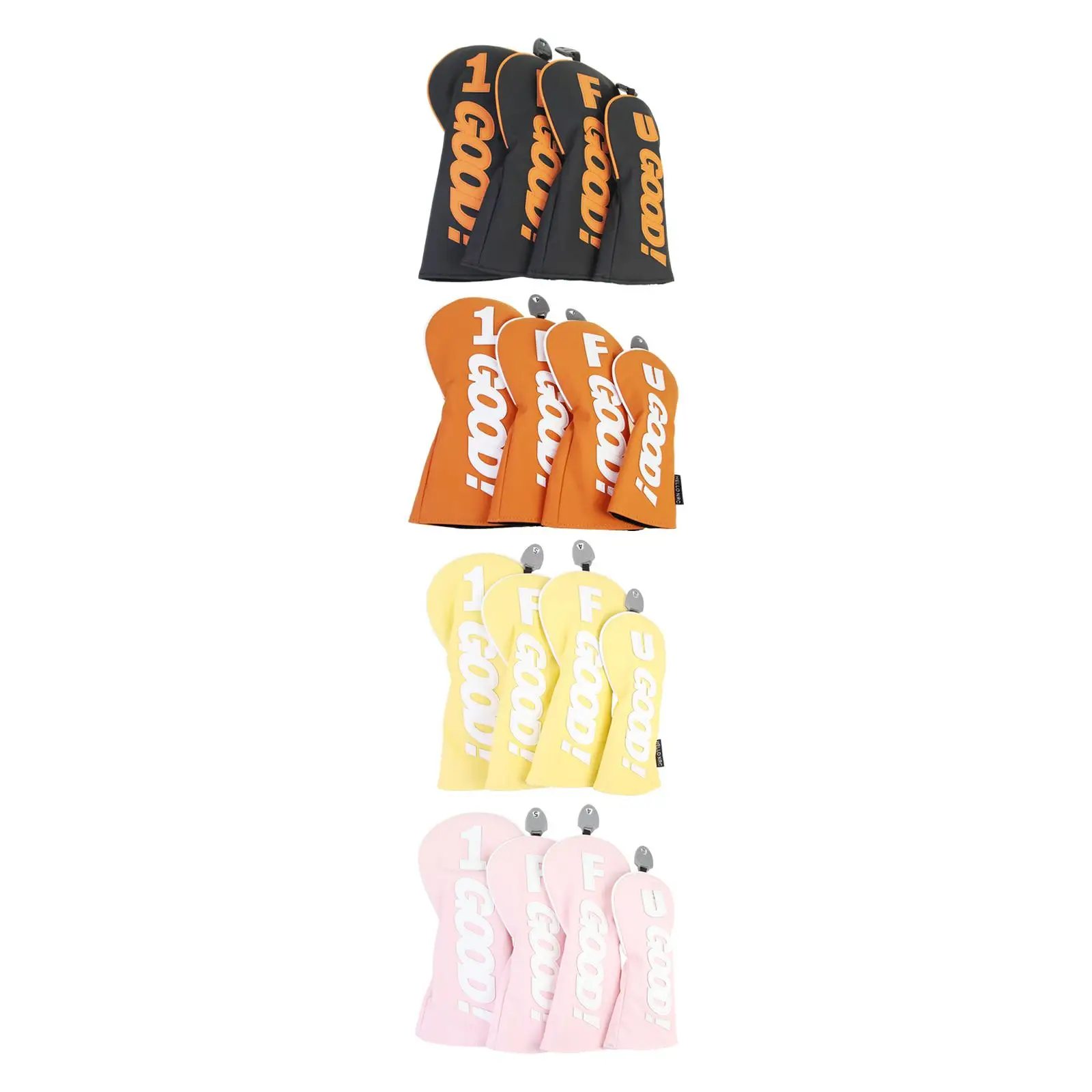 

4 Pieces Golf Wood Headcovers Anti Scratch PU Leather Golf Wood Head Covers