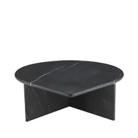 Ensemble de table basse en marbre noir au design italien, tables gigognes en forme de feuille, table d'appoint de canapé triple de luxe pour décoration de salon 3