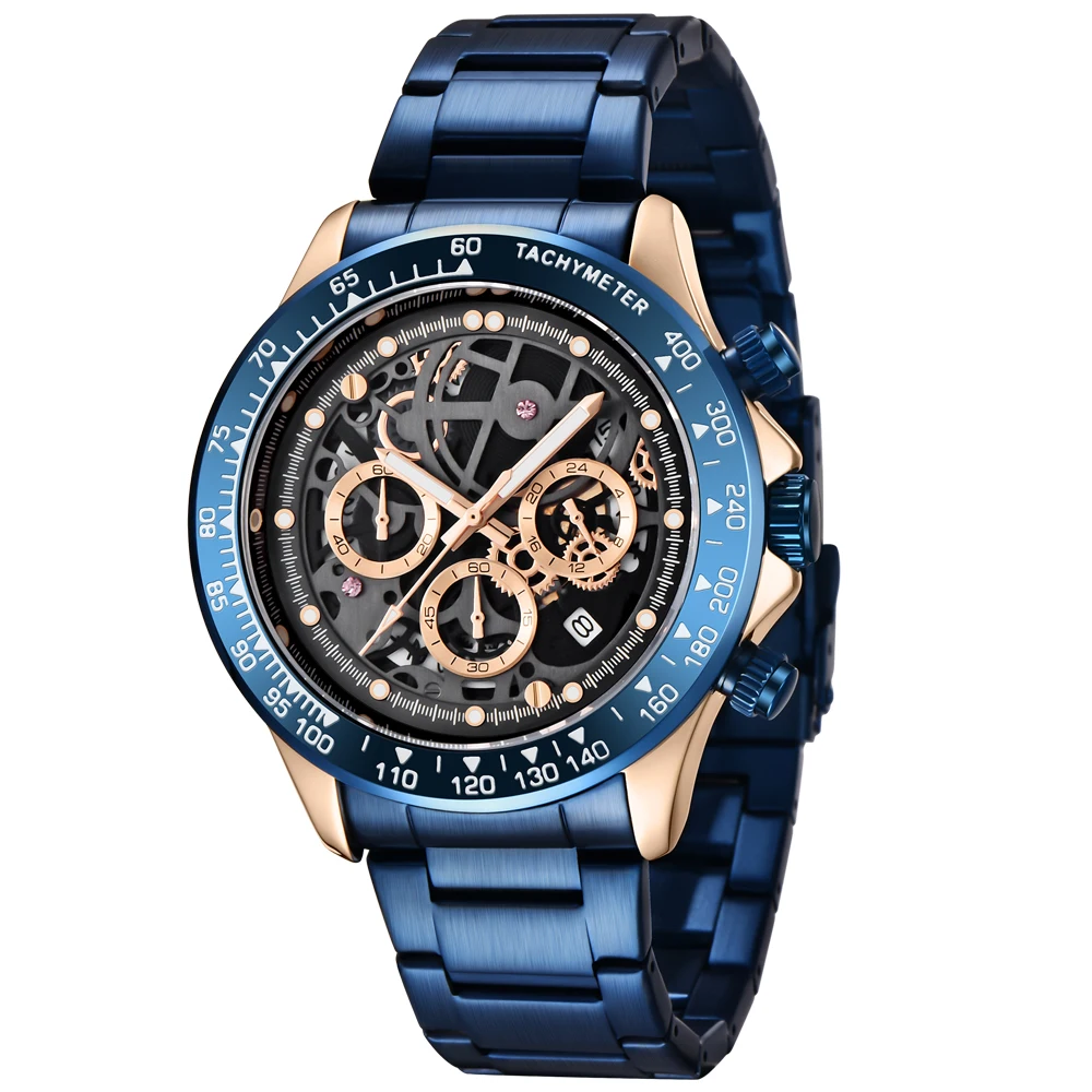 Premium Stainless Steel Luxury Quartz Waterproof Date Wristwatch