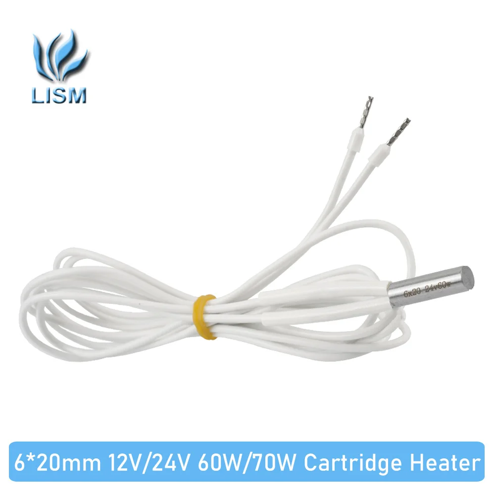 

1M 6*20mm Heater Tube 12V 24V 60W 70W for 3D Printer Heating Cartridge for V6 HOTEND Volcano MK8 MK9 CR-10 ender 3