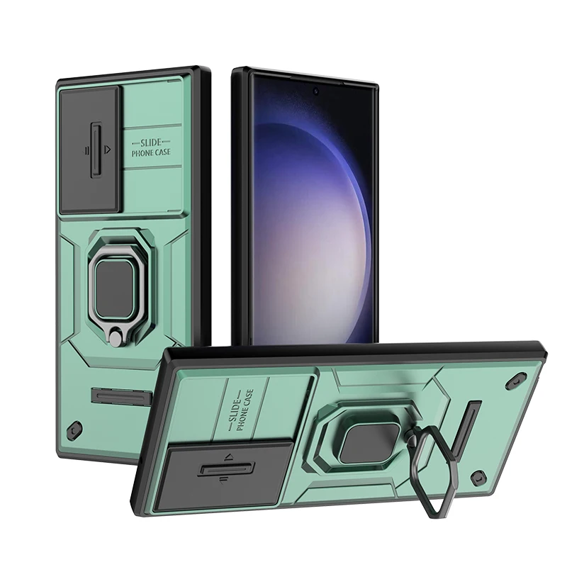 Armor Phone Case With Camera Slider Ring Stand For Samsung_voghion.com