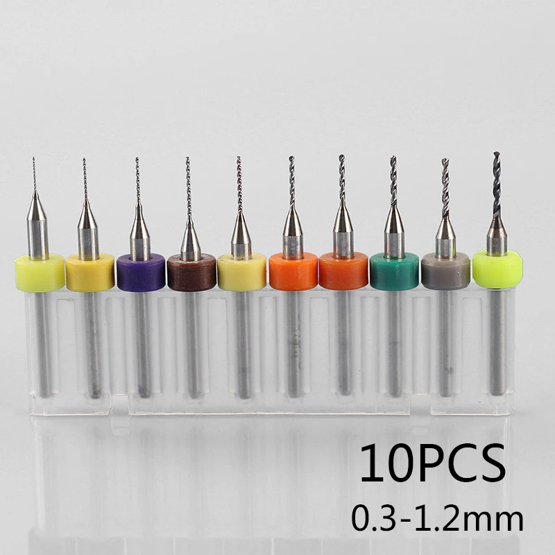 Circuit CNC Durable Tool 10PCS Set Kit Micro Drill Bits Accessories Print SMT Tungsten Steel PCB Board Brand New 6pcs 2 35mm shank tungsten steel milling cutter olive stone micro carving drill metal jewelry jewelry carving grinding tool