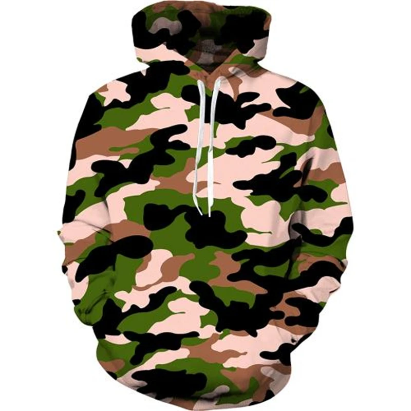 Men's Hoodie 3D Full Printed Camouflage Patterns Casual Long Sleeved Hooded Pullover Autumn Trendy Men Clothing Tops