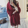 Autumn/Winter Vintage Wine Red Black Warm Thickened Versatile Shawl Scarf Women's Two-Use Luxury Travel Scarf