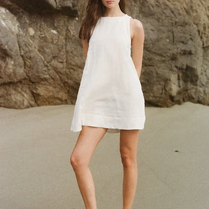 white christmas dresses Vitamin A Mari Maxi Dress Black Crinkle Linen