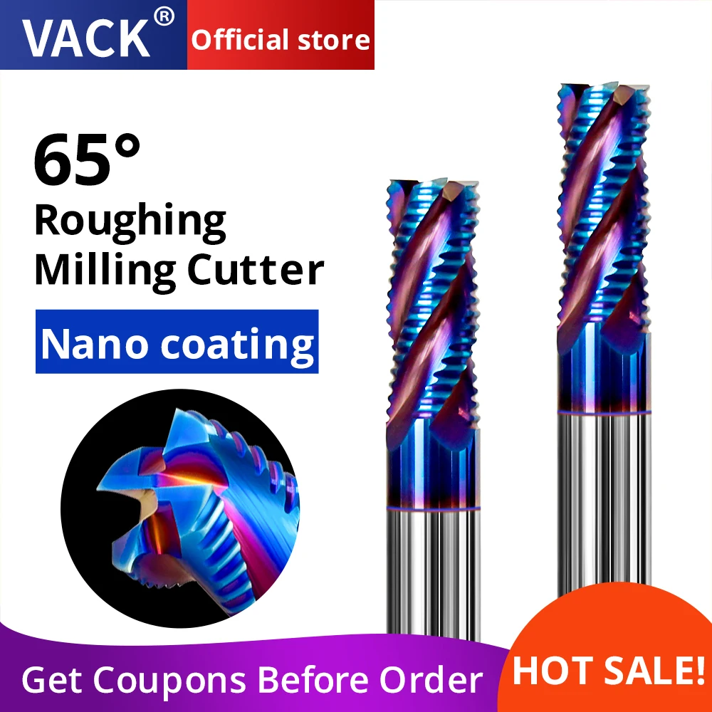 

VACK HRC65 Roughing Milling Cutter Spiral End Mill Carbide Tungsten Steel Router Bits 4 Flute Metal CNC Machine Tools 6 8 10mm
