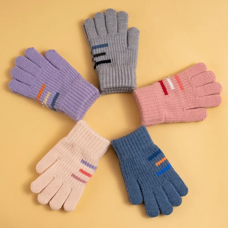Winter Warm Kids Glove Fashion Simplicity Solid Color Mittens for Children Boy Girl Wool Cashmere Outdoor Glove for 3-6 Year Kid winter gloves