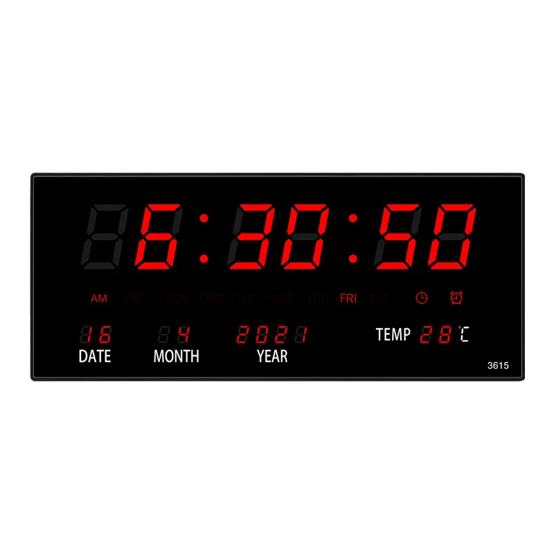 Luminous Electronic Wall Clock Alarm Hourly Chiming Temperature Calendar Table Clocks with EU/UK/US/AU Plug Digital LED Clocks 