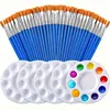 Paint Brushes Palettes Set 30pcs Flat Nylon Hair Artist Brushes With 5pcs Paint Trays For Acrylic Watercolor Oil Gouache Tempera 1