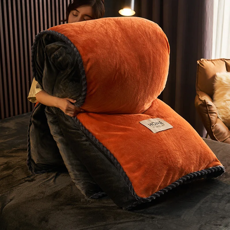 

Solid Color Winter Flannel Quilt Cover Soft Warm Coral Fleece Comforter Cover Thickening Warm Duvet Bedding Cover Solid Color