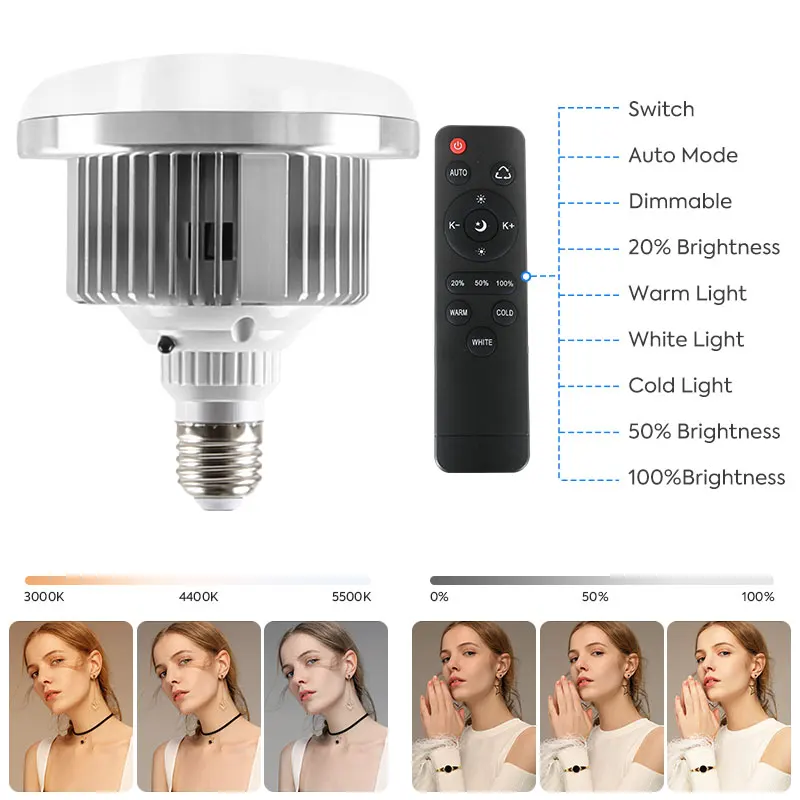 흰색 우산 사진 조명 키트 85w 조도 조절 전구 2m 스탠드 소프트 라이트 연속 반사판, 사진 스튜디오 키트용
